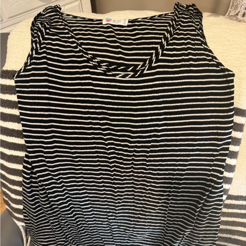 Black and White Striped Women's Nursing Tank Top